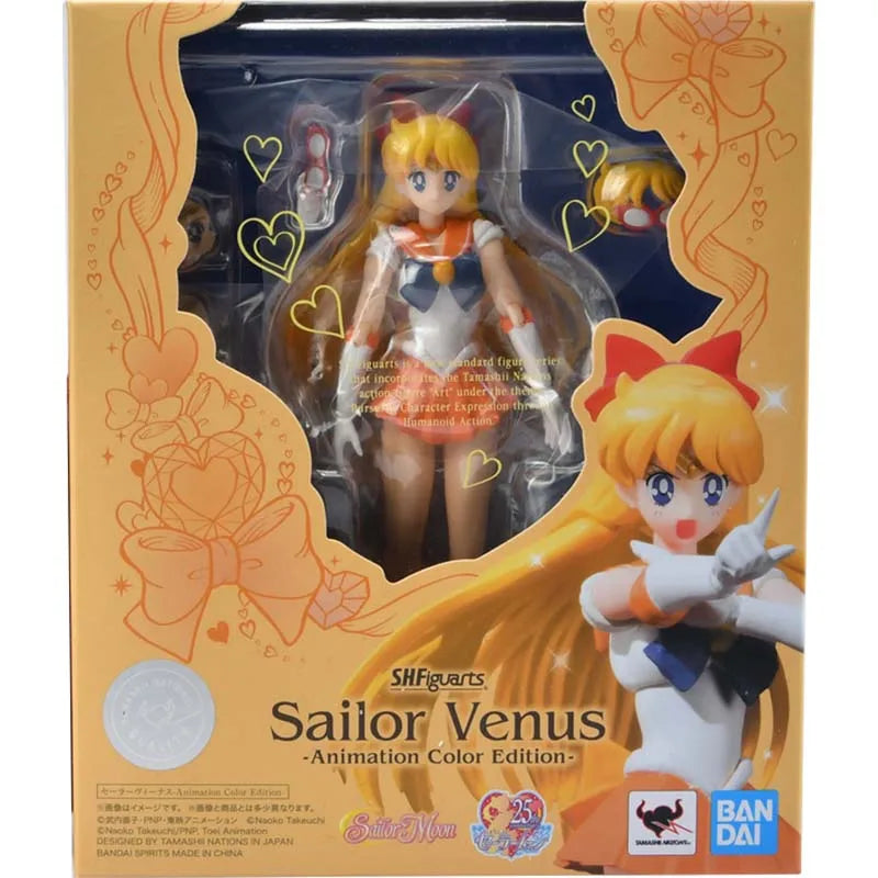 Bandai Sailor Moon Anime Figure SHF Chibi Moon Sailor Moon Mercury Mars Jupiter Venus Uranus Neptune Action Figure Toys Gift