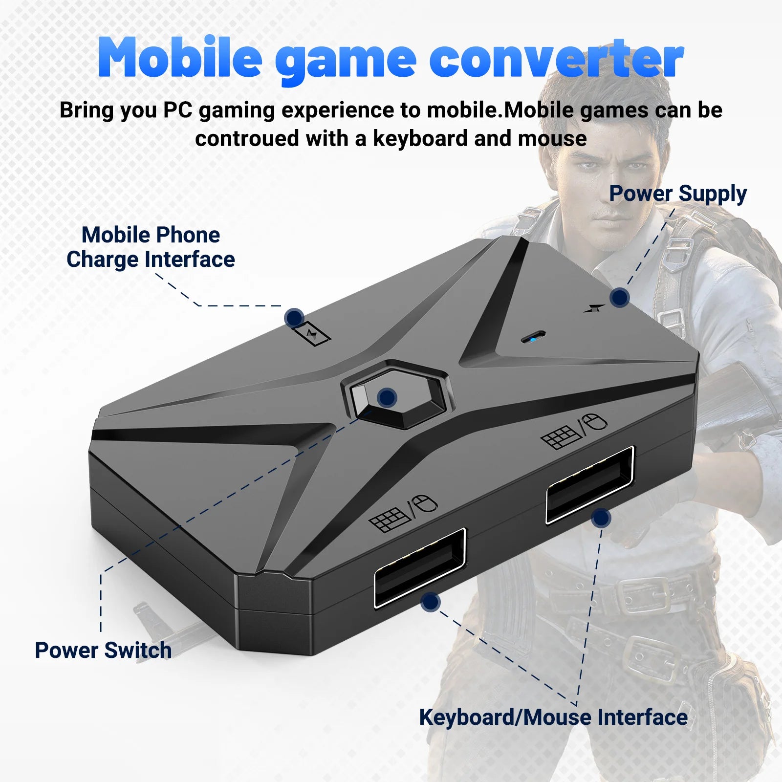 M1 Pro+ Keyboard & Mouse Mapper Converter Mobile Gaming Adapter for Esports Accessory for Android Phone/Tablet for PUBG