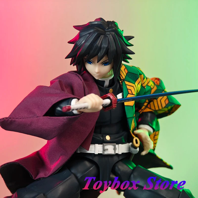 1/12 SHF Anime Tomioka Giyuu Mini Splicing Windbreaker Coat Clothes Accessory For 6" Demon Slayer Action Figure DIY Decoration