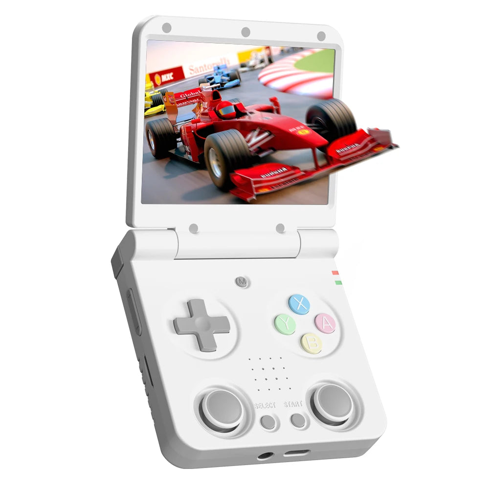 MIYOO Flip V2 Retro-Handheld-Spielkonsole mit Metallscharnier, 3,5-Zoll-IPS-Bildschirm, kompakte tragbare Spielmaschine, zwei Analogsticks, Geschenk