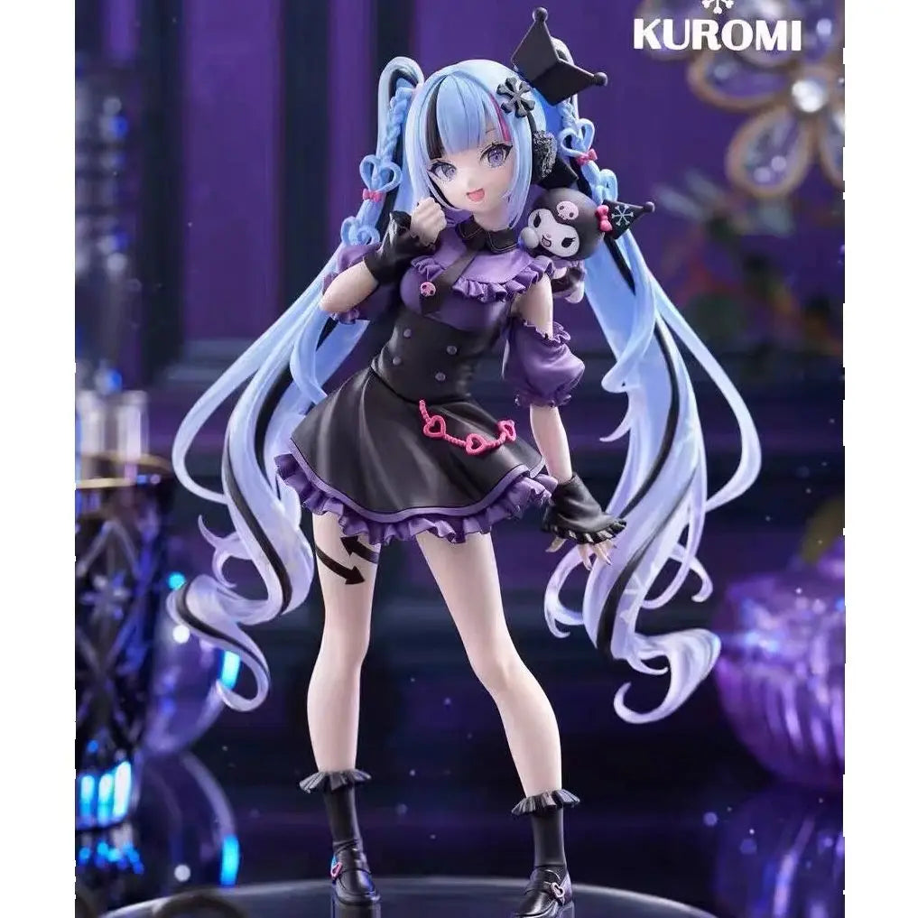 FuRyu In Stock Trio-Try-iT Snow Miku x Kuromi Vocaloid Sanrio Q Version Prize Figure Authentic ABS PVC 19cm Non Articulated Cute