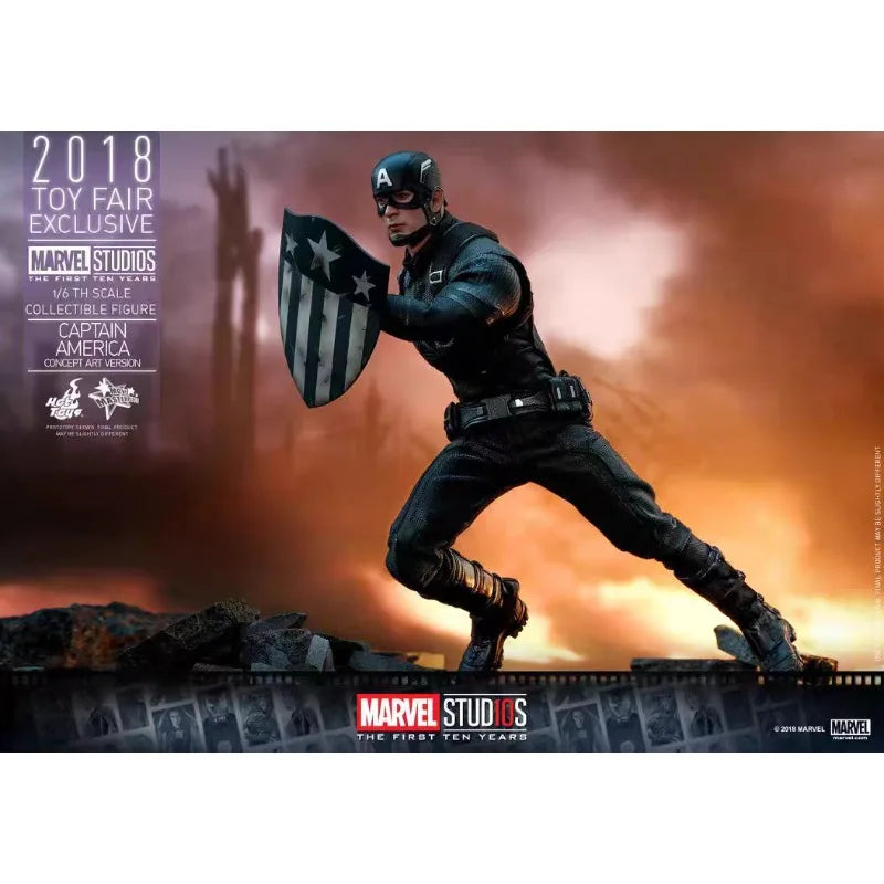 Original Hot Toys Marvel MMS488 Captain America Concept Art Edition Anime Figure Collection Toys Models