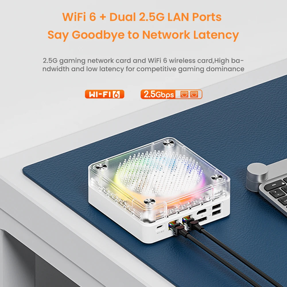 Genmachine R7 7735HS Mini PC Windows 11 Ryzen WiFi 6 Gaming PC 8C 16T CPU DDR5 4800MHz Display Diy Gaming Computer Ordenador