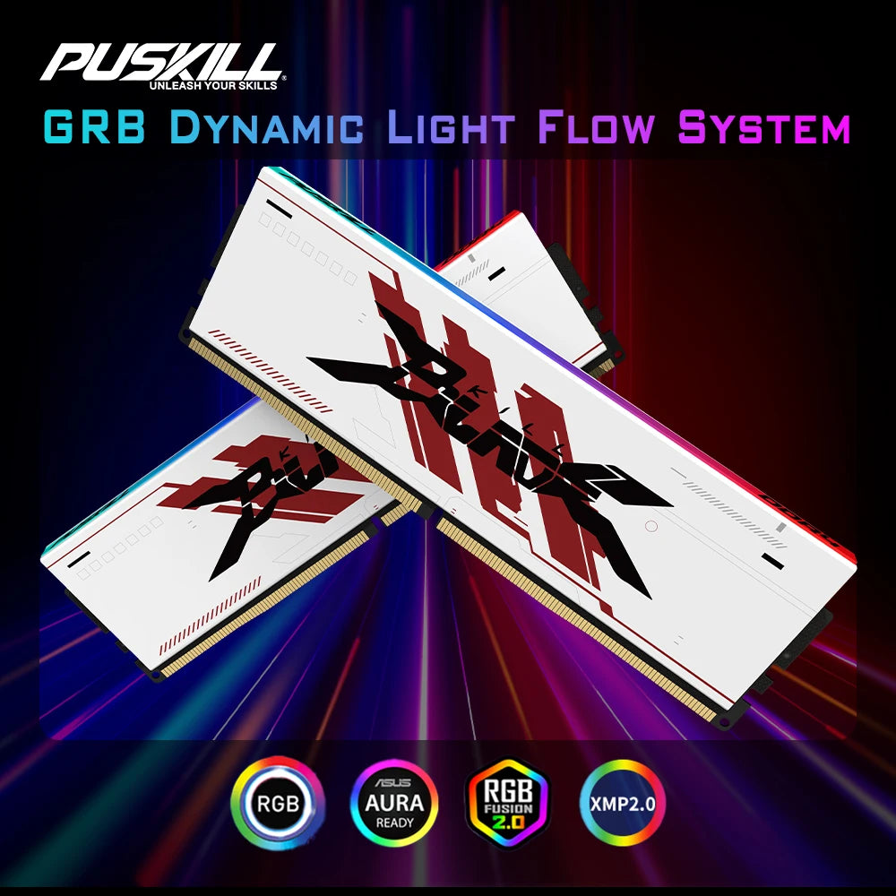 PUSKILL RGB DDR4 Memoria RAM  3600MHz 3200MHz 8GB 16GB  DIMM Desktop Gaming Memory