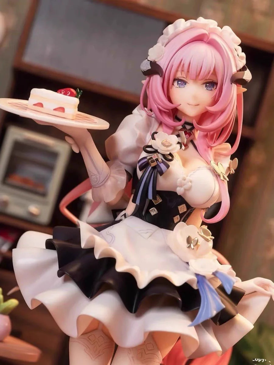 Honkai Impact 3rd Elysia Pink Sweetheart Maid Figure Holding Dessert Tray Anime GK Model Collectible Birthday Gift For Game Fans