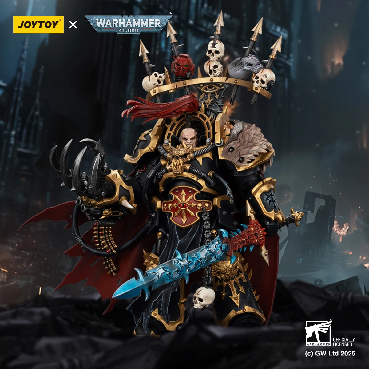 JOYTOY Warhammer 40K 1/18 Scale Black Legion Abaddon the Despoiler with Drach'nyen the Talon of Horus Action Figure Model Toys