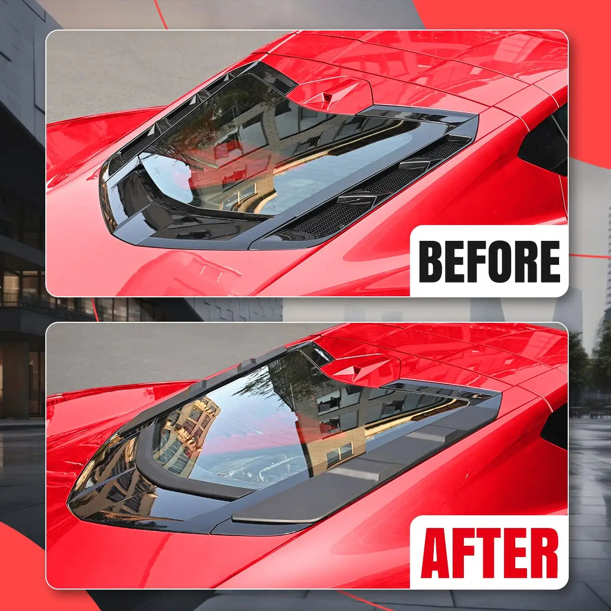 3 stücke Auto Heckscheibe Glas Vent Reinigung Abdeckungen Vent Blöcke Schwarz Schutz Für Corvette Stingray C8 2020 2021 2022 2023 2024