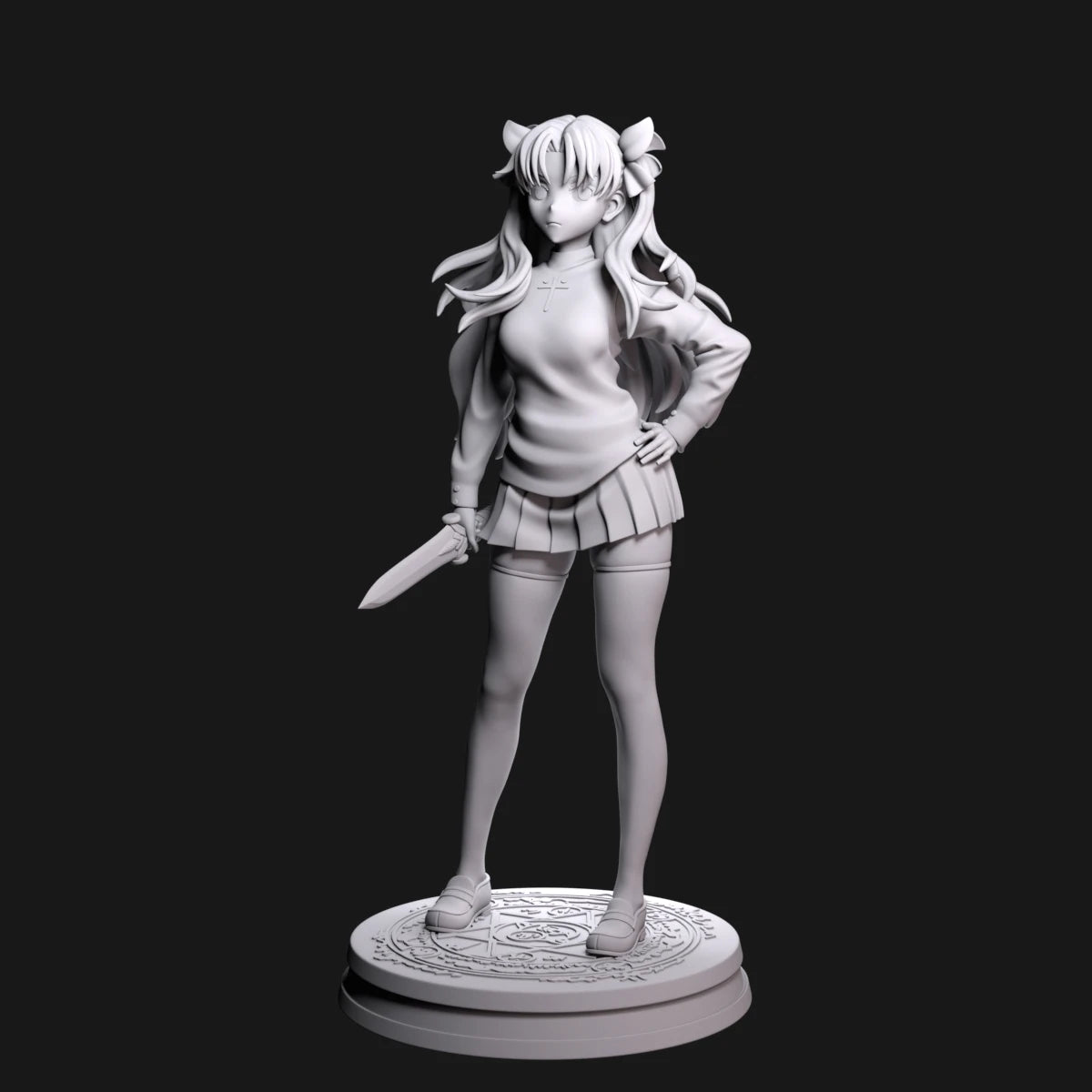 18 см Fate Tohsaka Rin Resin Gk Kit Небоядисана сива фигурка Несглобена 3D печат Миниатюрна статуя Направи си сам Аниме Кукла Модел Подаръци