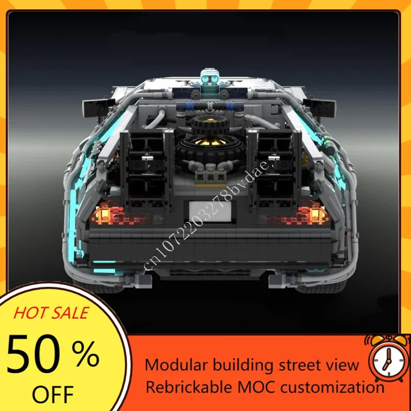 7357PCS DeLorean Time Machine Doc Brown's Futaba Remote MOC Car Vehicle Speed Racer Custom Puzzles Xmas Toys for Boys
