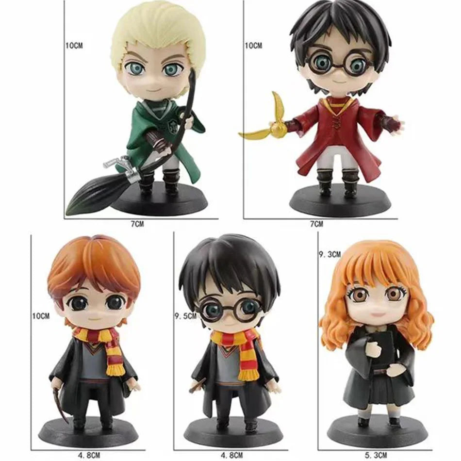 Cute Harry Q Style 3pcs/10pcs Set PVC Potter Figures Hermione Ron Hedwig Cake Decoration Car Model Dolls Gift Toy Collection