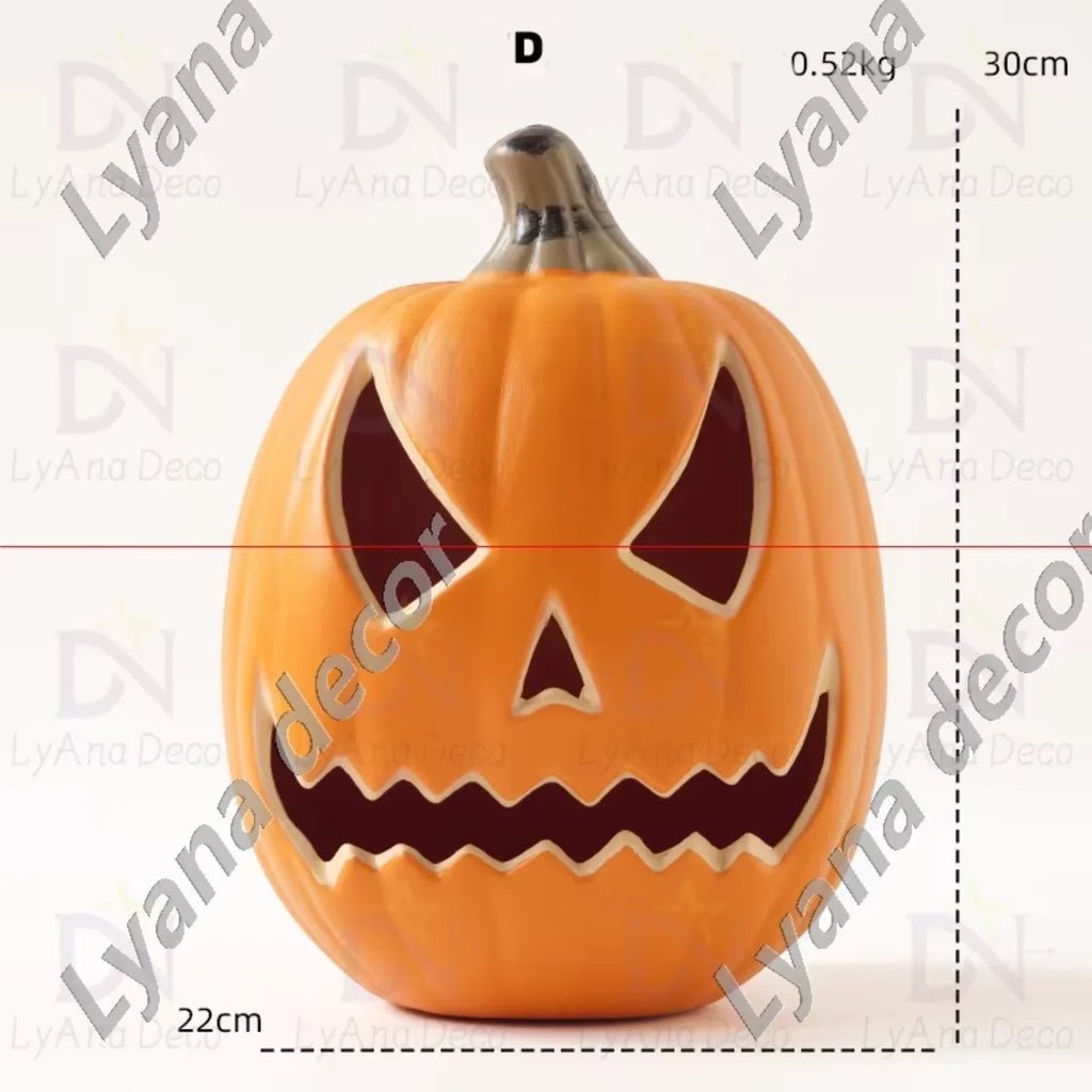 Plastic Products Halloween Accesorios Yard Ornaments Luminous  Props Scary Led Pumpkin Light Halloween Decor