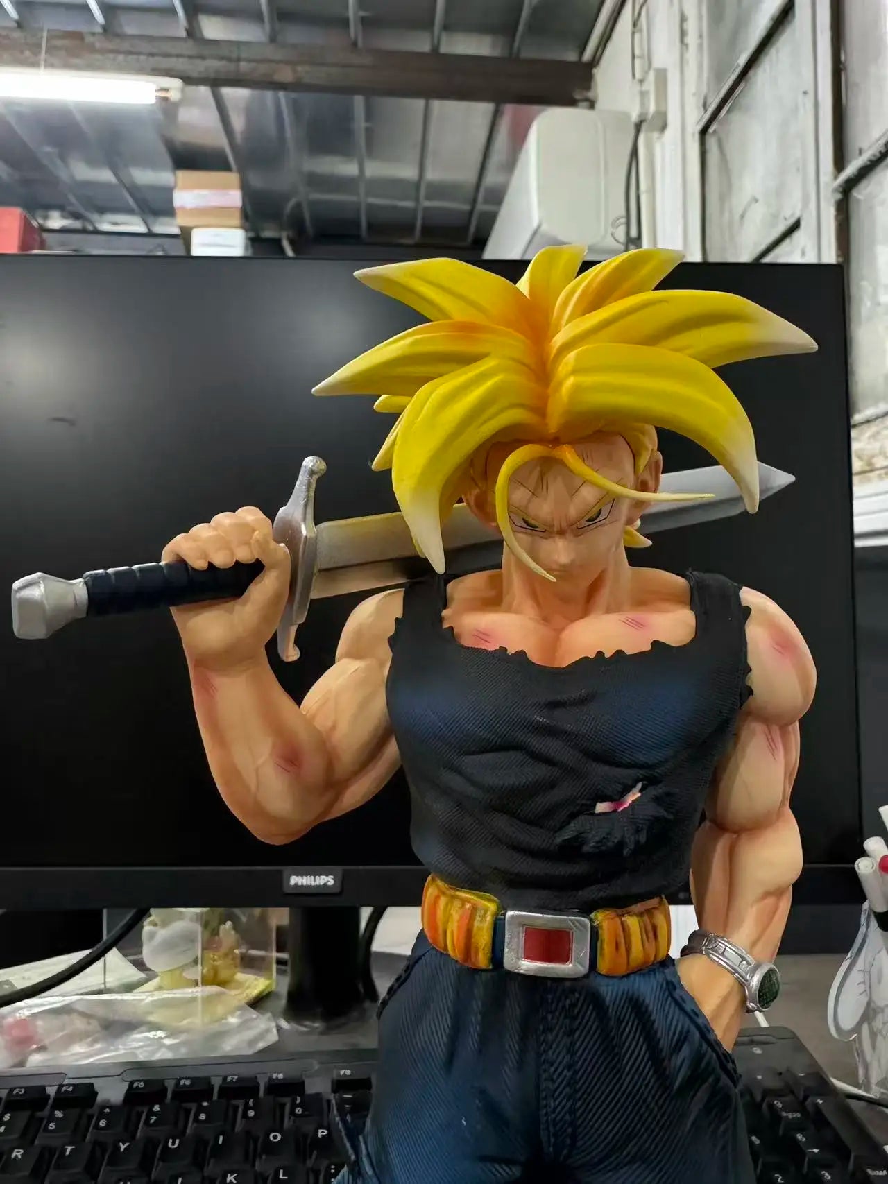 30cm Dragon Ball Z Trunks Figure Replace Heads Future Trunks Super Saiyan Action Figures Collection Mode Toys Gifts