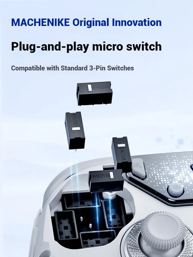 Machenike F1 Wireless Game Controller Dual 8K 3-Mode Custom Button Bluetooth Body Sense Hot Swap Micro Switch/PC/Mobile/TV/Steam