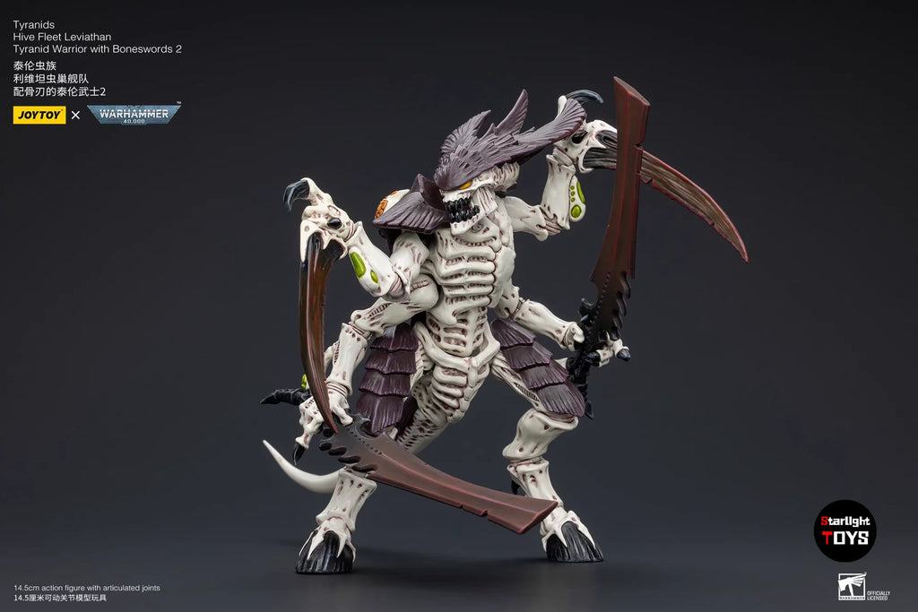 JOYTOY 1/18 Action Figure Warhammer 40K Tyranids Hive Fleet Leviathan Tyranid Warrior with Boneswords 2 Toys Model Gifts