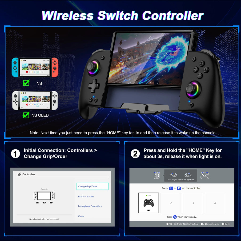 BEBONCOOL No Deadzone Enhanced switch Controller For Nintendo Switch/Switch OLED Handheld Mode Gamepad Game Accessories