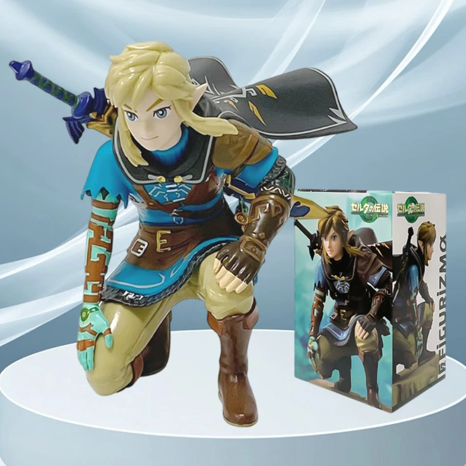 Anime 12cm Legend Of Zelda Link Kingdom Of Tears Hockposition Figur Statue Spiel Pvc Handheld Modelle Spielzeug Ornamente Geschenke
