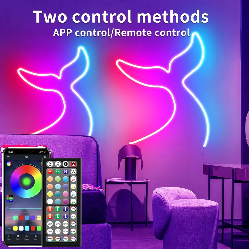 30m/20m RGB LED Neon Lights, Smart App Remote Control, Waterproof Music Sync Color Changing Rope for Bedroom Living Game Gift