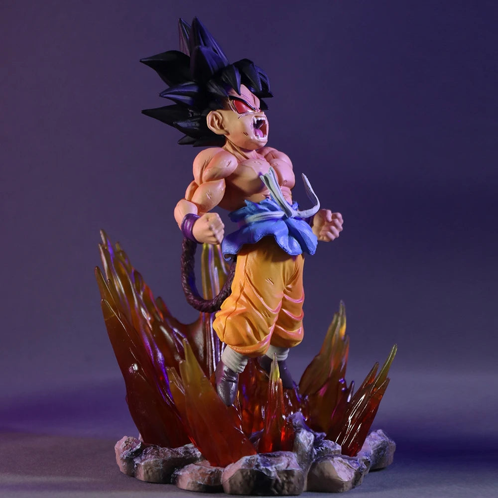 BANDAI 19cm Dragon Ball SHK Kai Ape Series NO.2 Glow Black Hair Super Four Goku Figure PVC Explosive Goku Anime Model Ornament
