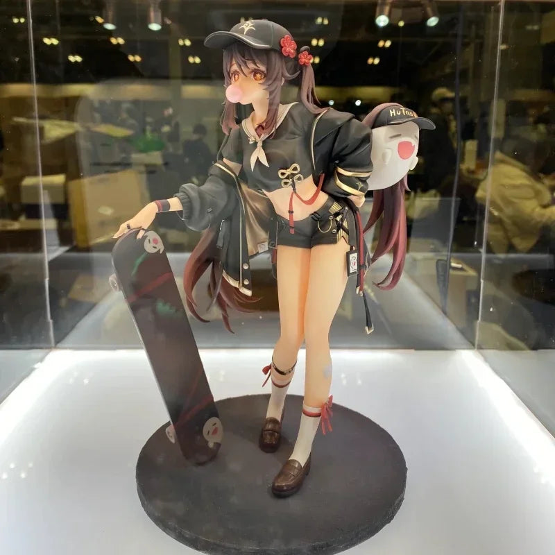 Anime Genshin Impact Hu Tao Figurine Trendy Kleidung Skateboarding Hu Tao Actionfiguren PVC Modell Peripheriespielzeug Geburtstagsgeschenke