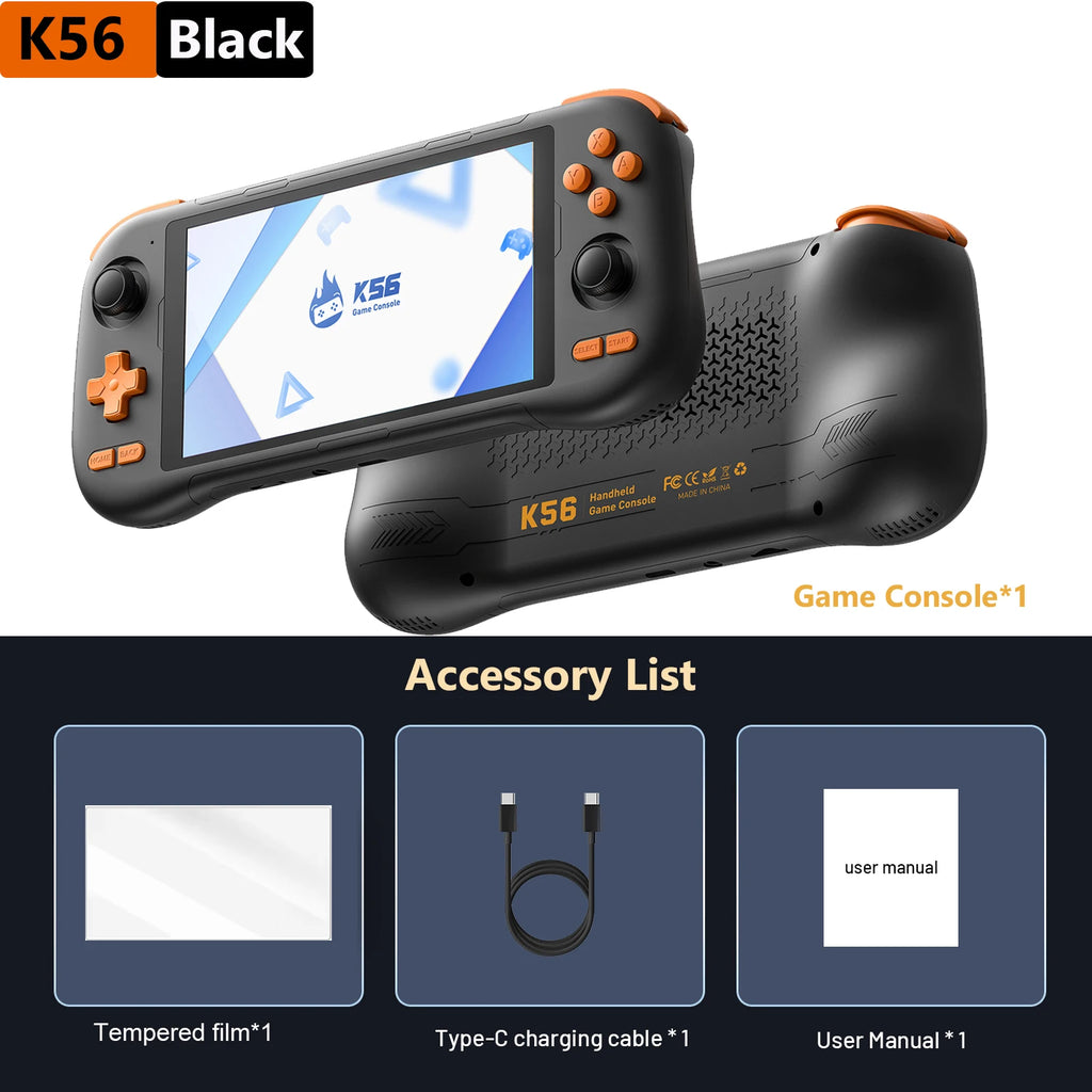 Handheld Game Console K56 5.5'' Touch Screen 50 Emulators for PS1/PSP/DC/SS Android 14 5000mAh WIFI5 Retro Game Player
