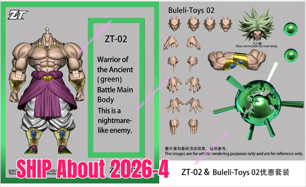 In Stock [ZT Studio] Broly Ancient Warrior ZT001 SSJ Super Saiyan Dragon Ball Action Figure Anime Model Trendy Toy Desktop Doll