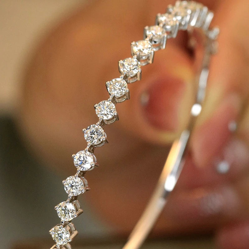 Aazuo Luxusschmuck 18 Karat Weißgold Natrual Diamonds 3.0ct Tennis Armreif für Damen Gehobene Trendy Hochzeit Verlobungsfeier
