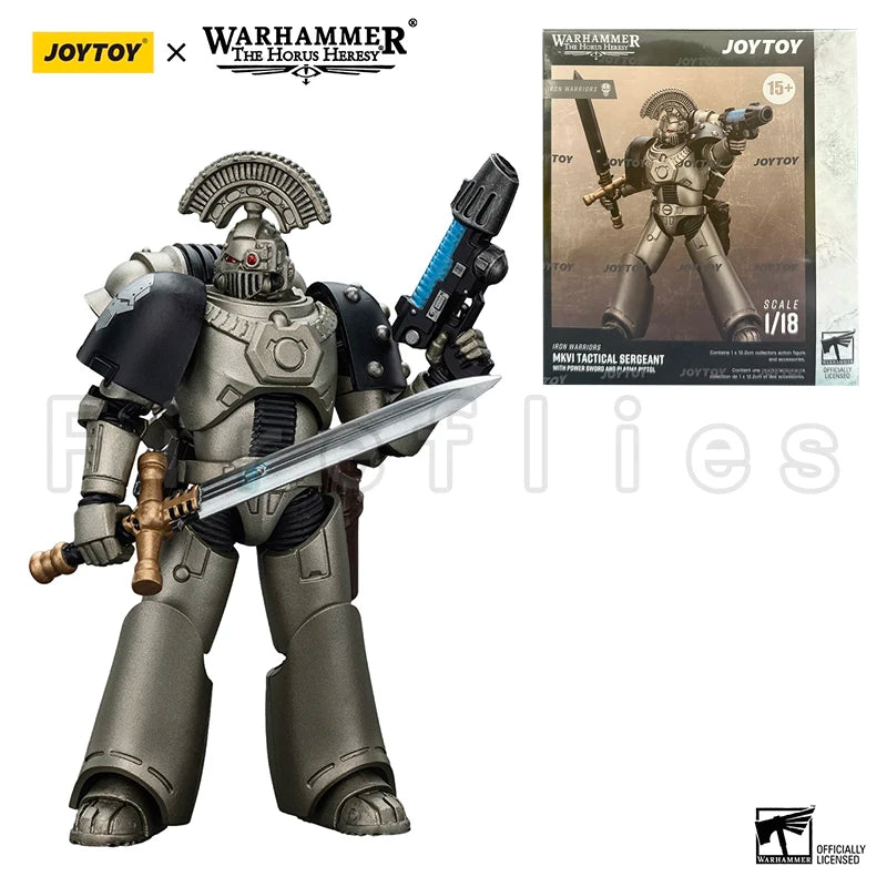 1/18 JOYTOY Action Figure Horus Iron Warriors MKVI Tactical Sergeant and Command Squad Chosen with Legion Standard