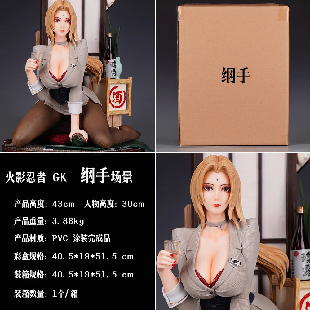 New 43cm Anime Beautiful Girl Figure Tsunade Sexy Drunk Scene Double-headed Replacement Desktop Ornaments Holiday Gifts Toys