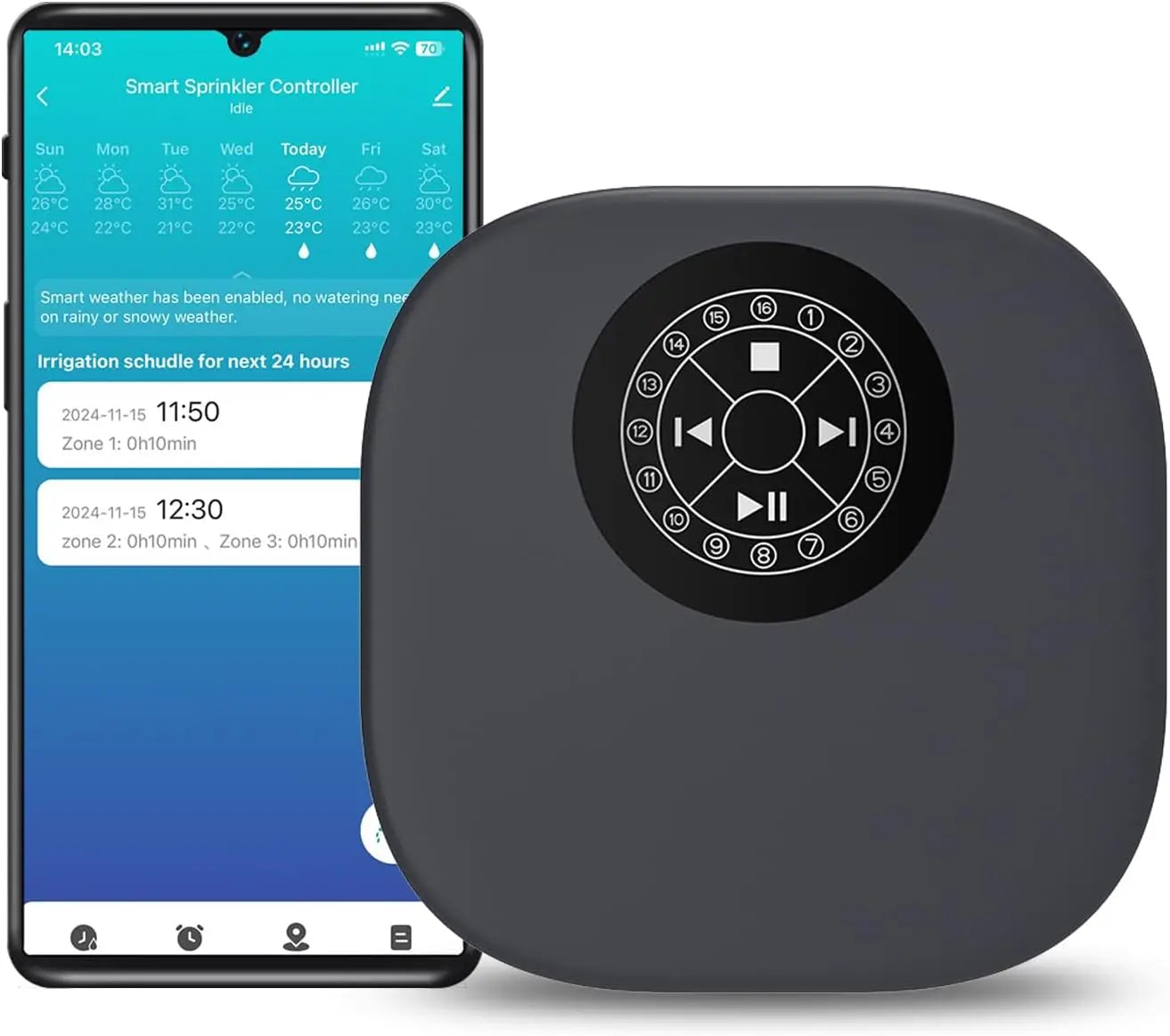 Tuya WiFi Sprinkler Controller Gardening Intelligent Irrigation Timer 16 Zones Automatic Watering Device For Alexa Google Home
