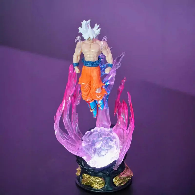 24cm Anime Dragon Ball Can Emit Light Figure Ultra Instinct Son Goku Saiyan Pvc Sculpture Doll Decoration Model Collection Gifts