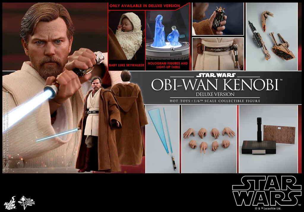 Hot Toys Obi Wan Kenobi MMS478 One Sixth Scale Deluxe Action Figure Jedi Knight Collectible for Movie Fans