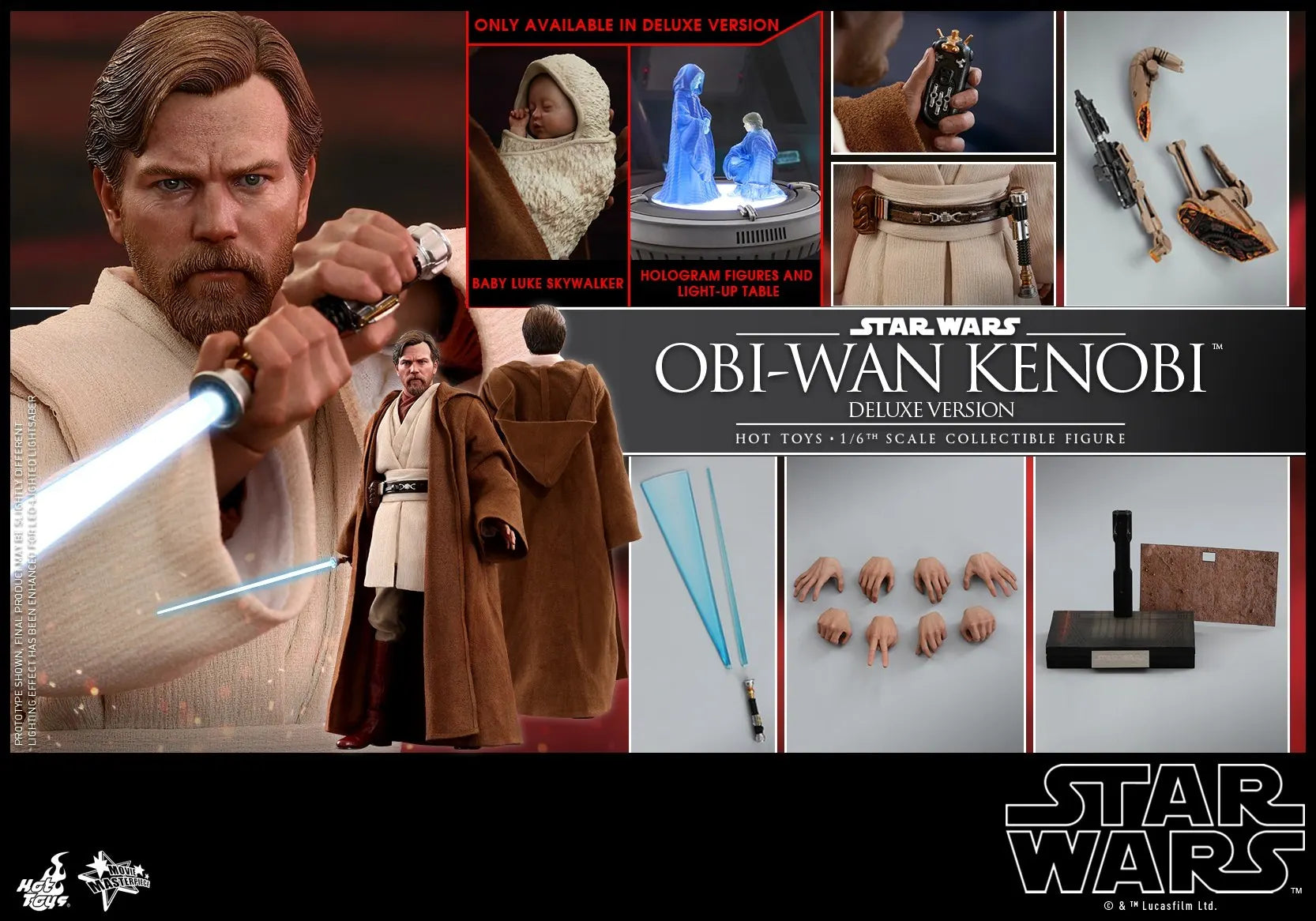 Hot Toys Obi Wan Kenobi MMS478 One Sixth Scale Deluxe Action Figure Jedi Knight Collectible for Movie Fans