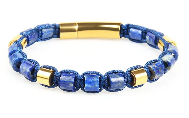 Ailatu 10 teile/los Neue Freundschaft Armband, 6mm Tiger Auge, Lapis Stein, schwarz Onyx Zylinder Perlen Edelstahl Schmuck für Männer