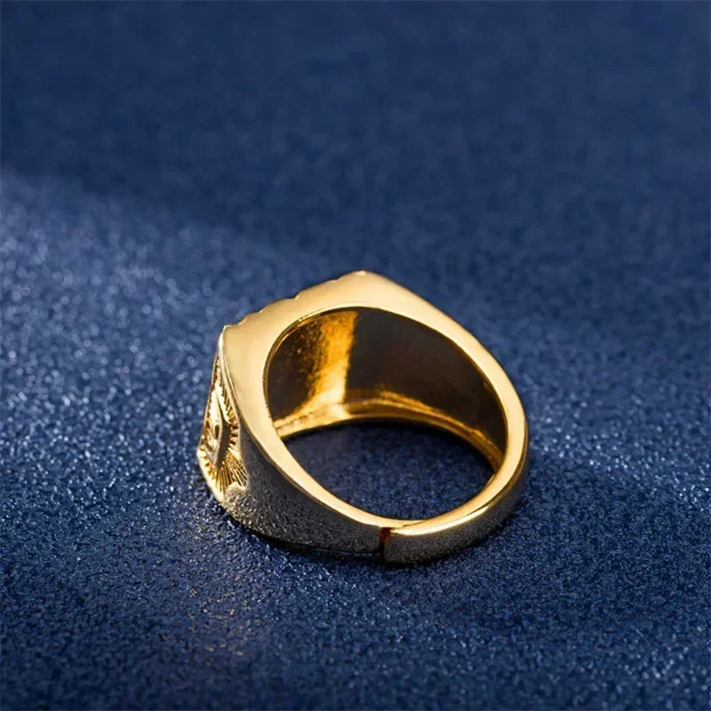 Nicht verblassender 18-karätiger Goldring für Männer, Anillos Mujer, Stein-Edelstein, echter 18-karätiger Goldschmuck, Anillos de Hiphop Origin Rings Box Bizuteria
