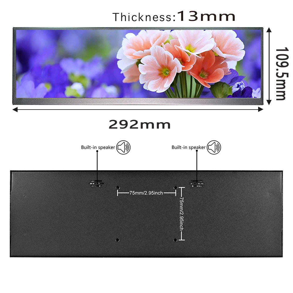 12,3/14,5 Zoll Touchscreen-Monitor HDMI &amp; Typ C 1920 x 720/2,5 K IPS-Display LCD-Leiste Computer-Temperaturanzeige Breitbild