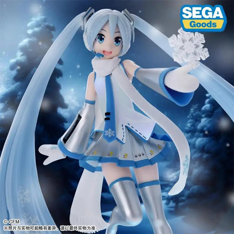 22cm Genuine SEGA Luminasta Hatsune Miku Snow Miku Sky Town Anime Action Figure Model Toys Gift for Birthday