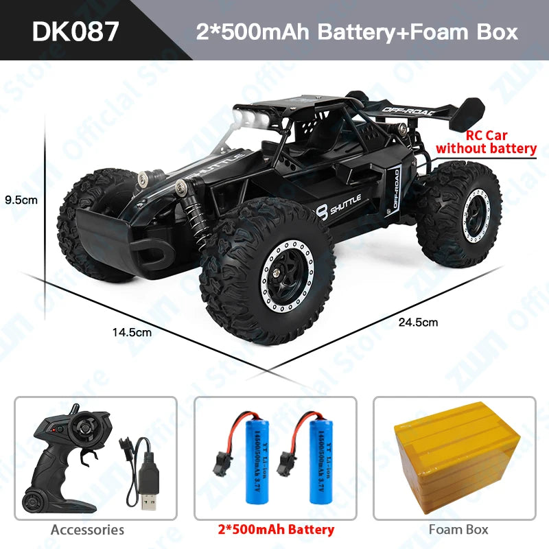 ZWN 1:16 2.4Gh Model RC Car With LED Lights 2WD Off-road Remote Control Climbing Vehicle Outdoor Cars Toys for Boys Girls Gifts