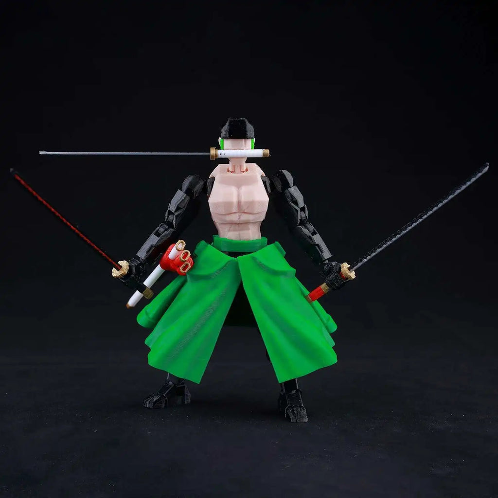 9L 3D-gedruckte One Piece Roronoa Zoro Lucky Dummy, 13 bewegliche Shapeshift-Actionfiguren, Schaufensterpuppen-Spielzeug für Anime-Liebhaber