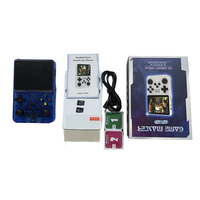 Console R36s 128gb Retro Handheld Video Game Console 3.5inch for Kids Gift with Protective Case and r36s Screen Protecter