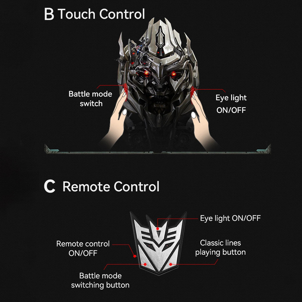 HiPlay Killerbody Transformers Megatron Wearable Helmet with Speaker Base Collectible Voice Changer