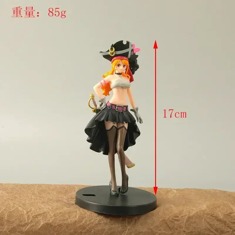 19CM Аниме One Piece Nami Черни дрехи Екшън фигурка ONE PIECE FILM RED Обличане Фигурка PVC Колекционерски Модел Играчка Детски Подарък