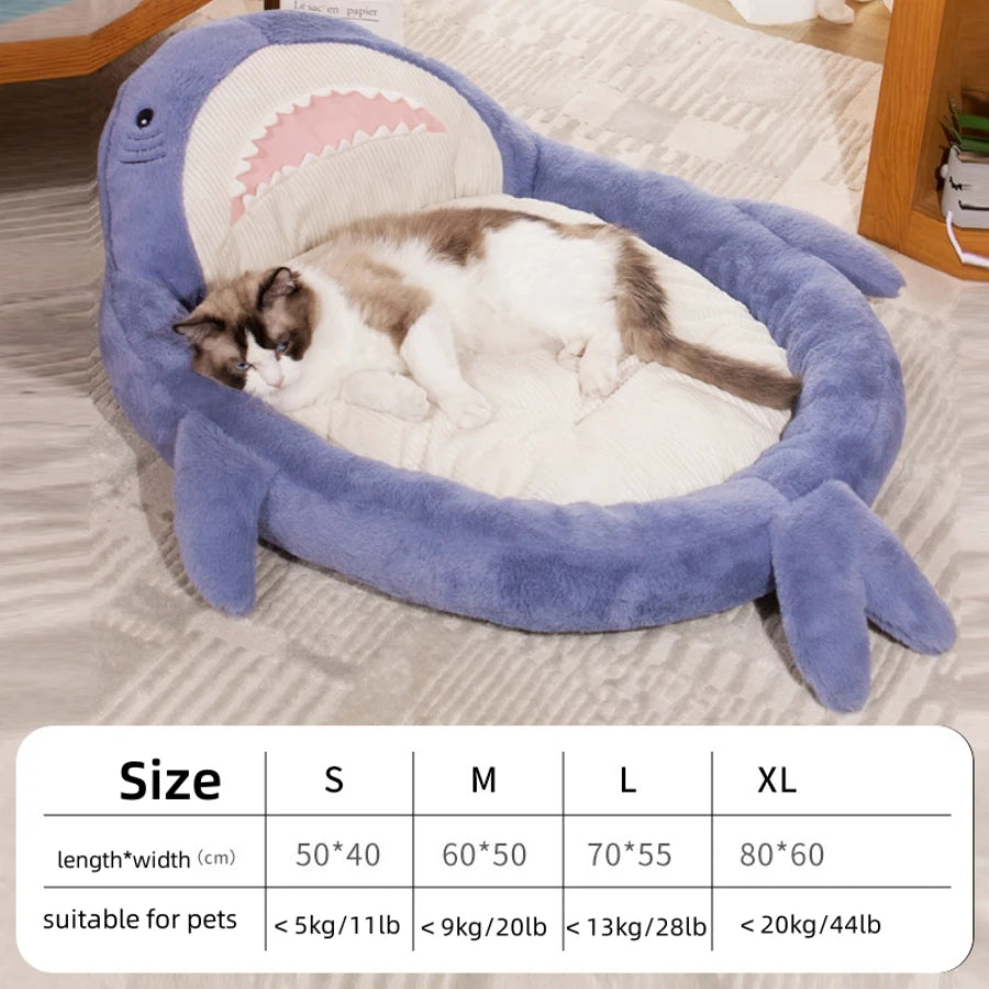 Cartoon Shark Shape Pet Bed Large Size Cat Bed Dog Bed Kennel Comfortable Pet Sleeping Mat Kitten Puppy Sofa Bed Winter Warm