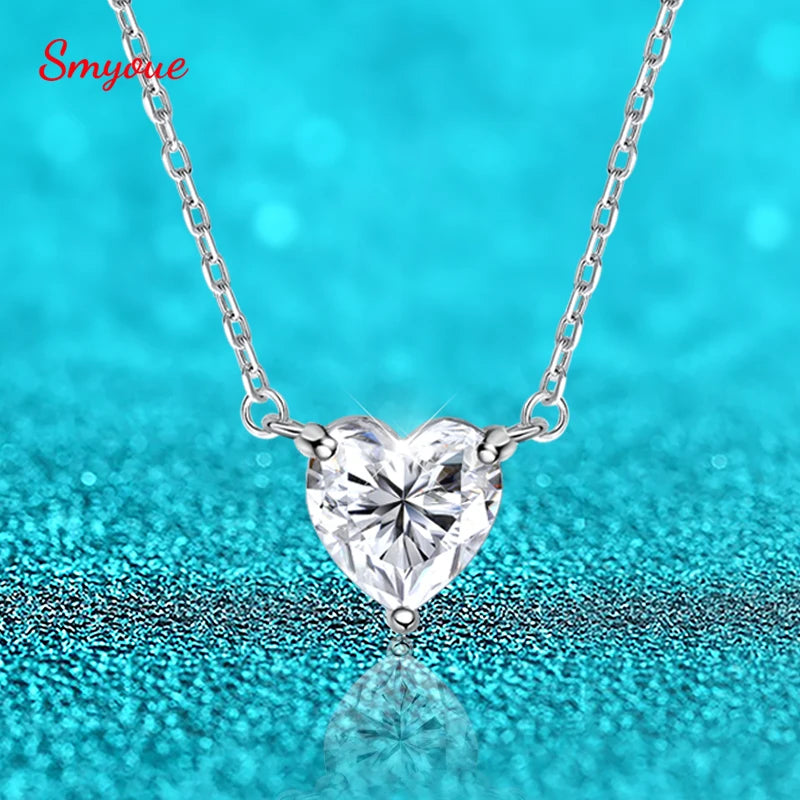 Smyoue 1CT 2CT 3CT Herzschliff zertifizierte Moissanit-Halskette für Damen, 18 Karat vergoldeter Schmuck, Sterlingsilber S925, Anhängerkette