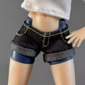 Weibliche Soldaten im Maßstab 1/12, lässiges, lockeres weißes T-Shirt, Mini-Hotshorts, gewellte kurze Hosen für 6" OB BJD Actionfiguren-Körpermodell