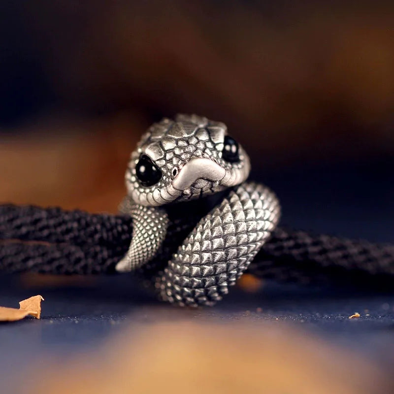 925 Sterling Silber Vintage Schlangenanhänger Gratis mit verstellbarem 13-18CM Seilkettenarmband für Frauen Männer Schmuck