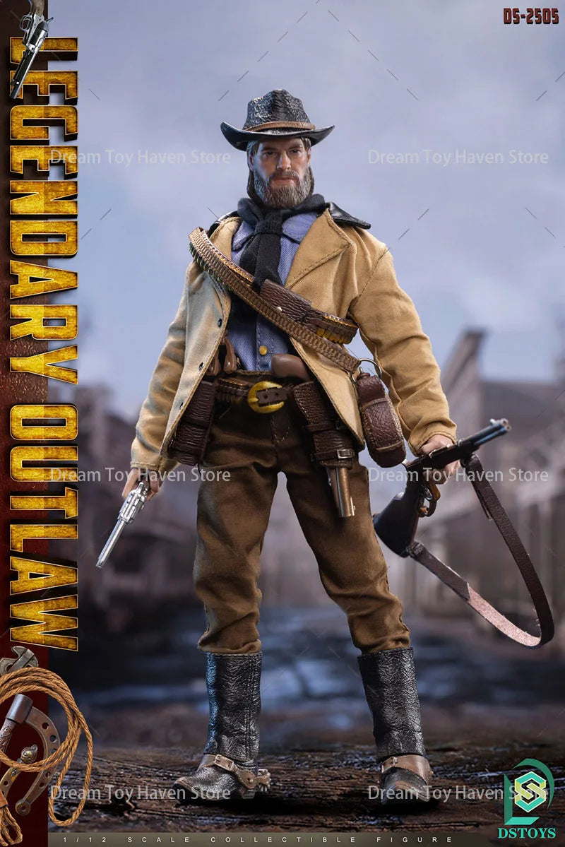 DSTOYS DS-2505/06 1/12 Men Soldier Arthur Double Head Sculpture Classic Western Cowboy Collection Doll 6Inch Action Figure Model