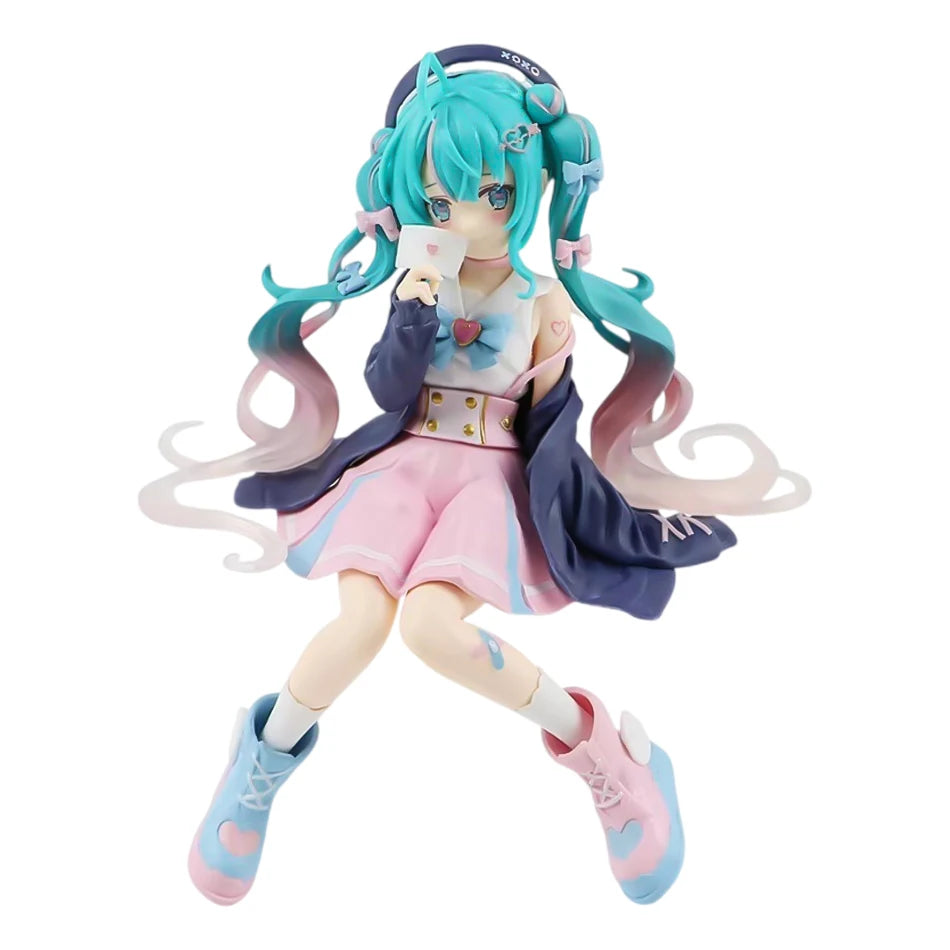 11/14cm 2pcs Anime Figurine Sitting Posture Cat Ear Hatsune Miku Action Model Pvc Toy Collection Desktop Accessories Gift
