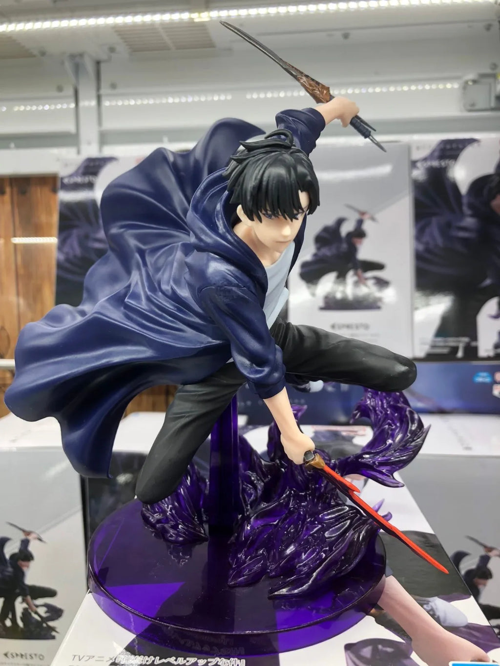 BANDAI 13CM Anime solo leveling Figure Sung Jin Woo Animated Edition ESPRESTO Excite Motions-1 Battle Scene Model Toy Doll Gift