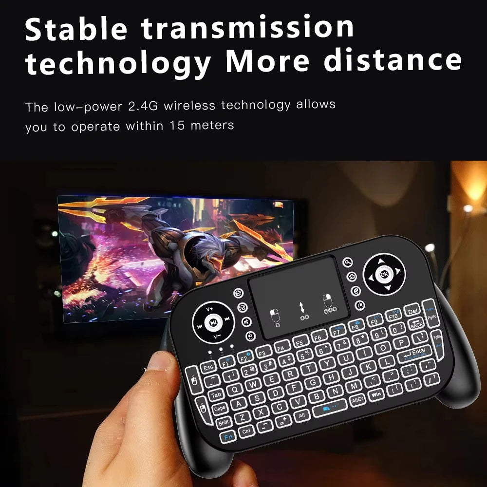 2.4G Wireless Keyboard with Touchpad RGB Backlit Keyboard Rechargeable Mini Keyboard Bluetooth 5.0 Keyboard for Android TV Box