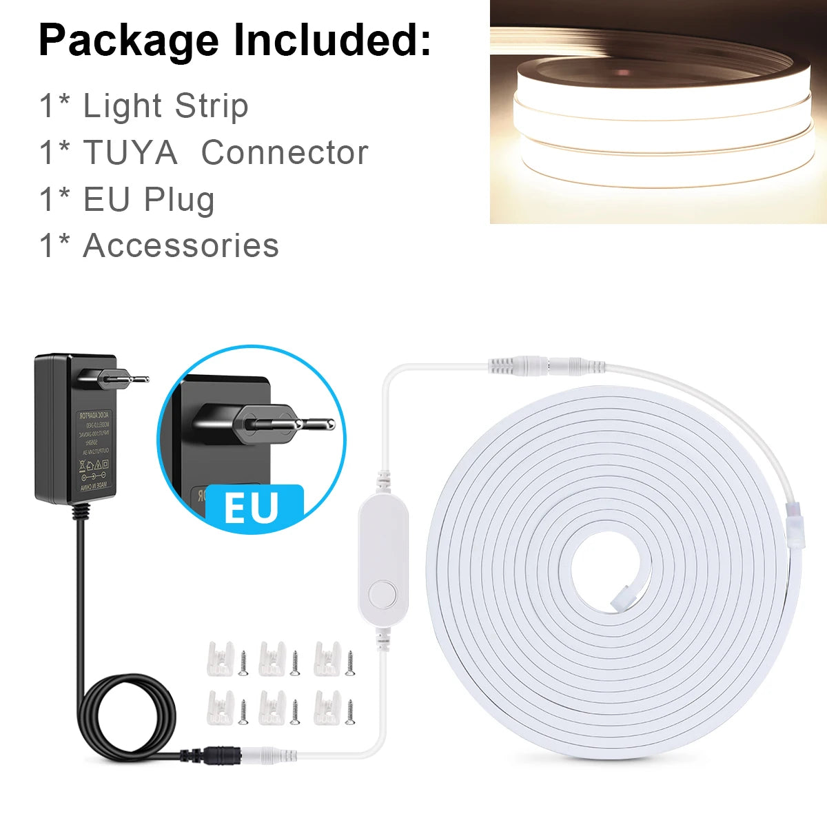Tuya Smart WiFi APP DC 24V COB Light LED Strip Neon Silica Gel Tape Backlight DIY Home Decoration work with Alexa Google Home